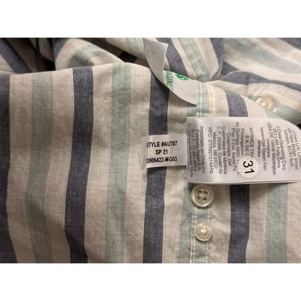 New J Crew Shirt Medium Mens Classic Fit Striped Long Sleeve Casual Button